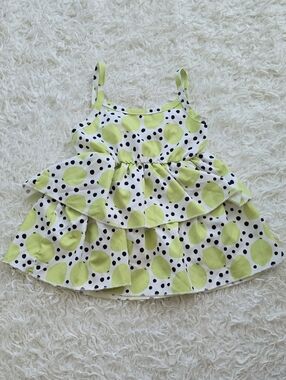 Girls Lime Polka Dot Tiered Dress